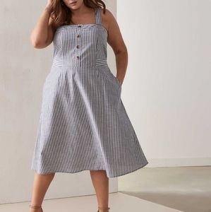 Rachel Roy Rylnne Cotton Striped Dress Plus Size
